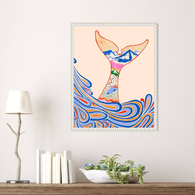 Feeling Blue Whale Tail by Kintsugi99 Framed Canvas Wall Art
