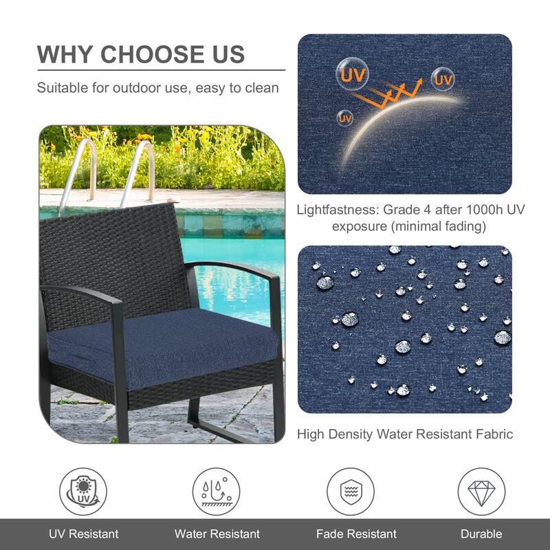 Aoodor Patio Chair Cushions Set of 2, Water Resistant Outdoor Seat Cushions with Handle and Ties, Square Corner Cushions