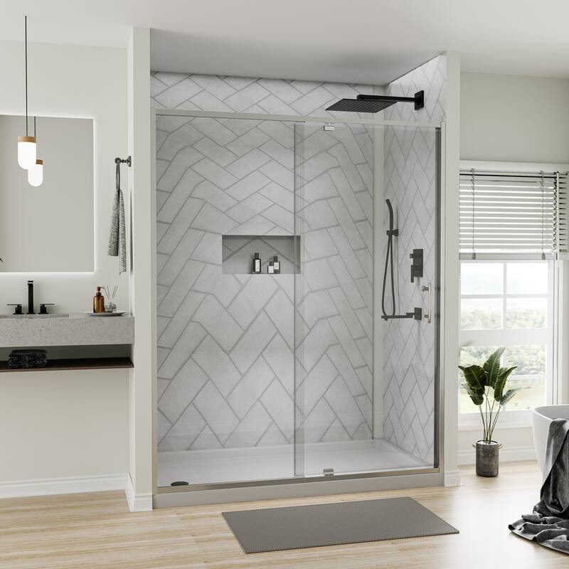 56-60" Bathtub Pivot Shower Screen Door - 60''x 71''