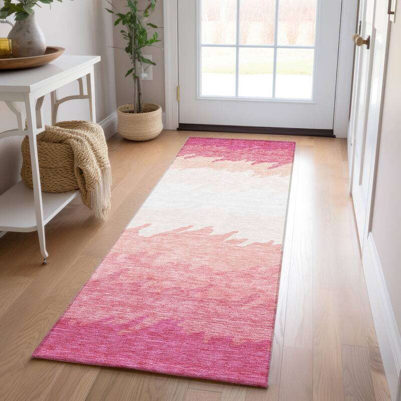 Machine Washable Indoor/ Outdoor Chantille Abstract Ombre Rug