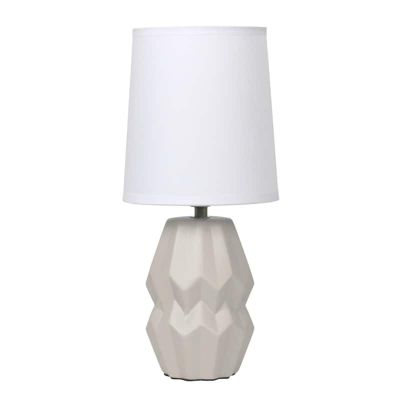 Ceramic Geometric Table Lamp with Fabric Shade for Bedroom - 6 x 6 x 13 in. (L x W x H) - Grey