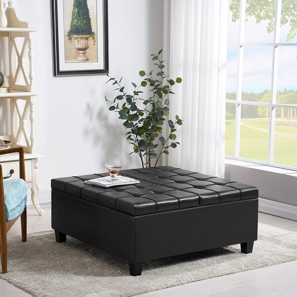 Large Square Faux Leather Storage Ottoman Coffee Table On Sale Bed Bath Beyond 36519951