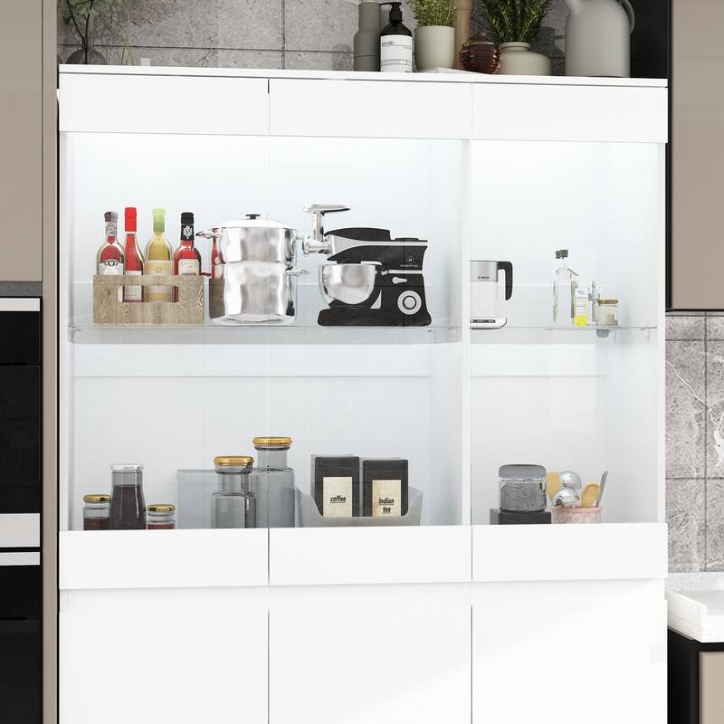 Large 3-LED Light Cabinets,Display Cabinet with Tempered Glass doors - 47.2"W x 70.9"H