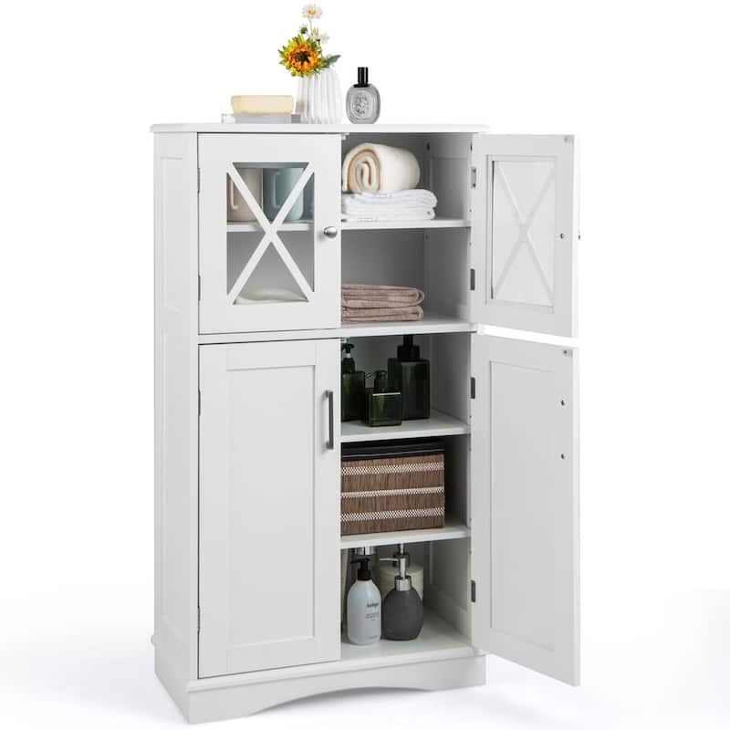 Bathroom Storage Cabinet with Doors and Adjustable Shelves