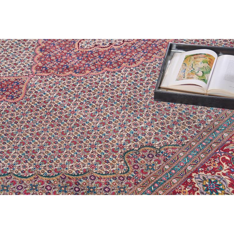 EXQUISITE RUGS ONE-OF-A-KIND Super Fine Tabriz Hand Knotted Red/Red Rug - 9'3"x12'2"