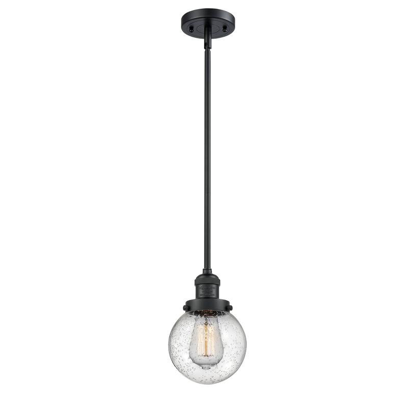 Innovations Lighting Franklin Restoration Beacon 1 Light 6" Stem Hung Mini Pendant - Seedy/Matte Black