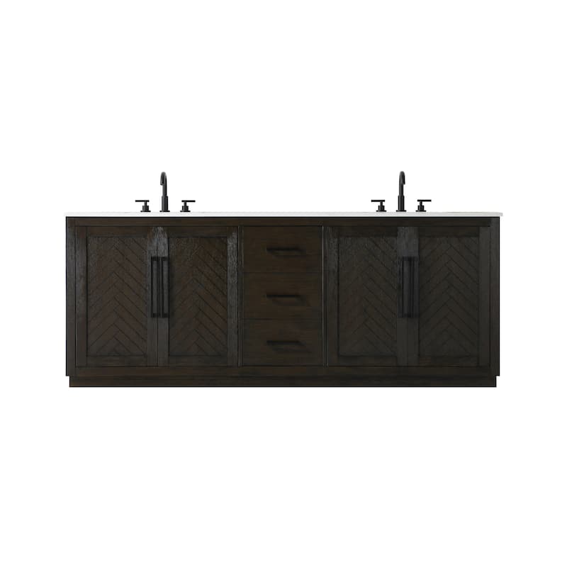 Elegant Lighting VF29084D Chase 84" Free Standing Double Basin Vanity - Chocolate Oak