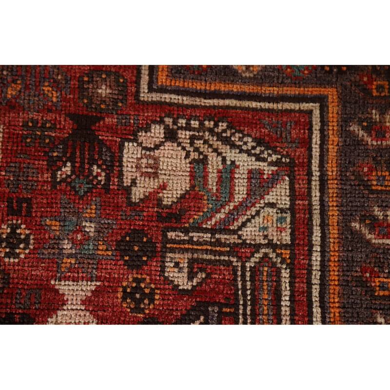 Tribal Pink Qashqai Persian Vintage Area Rug Handmade Wool Carpet - 5'4"x 8'6"