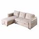 Morden Fort Velvet Reversible Sleeper Sectional Sofa L-Shape with big Storage