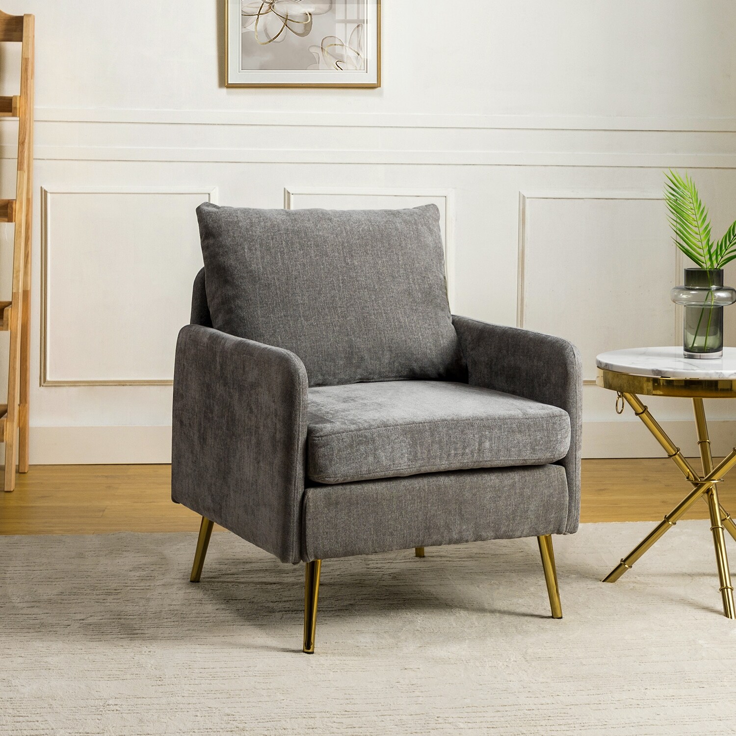 Wood frame cheap armchair with cushions