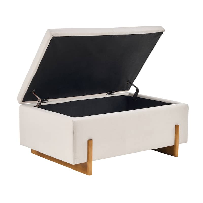 Christopher Knight Home -Luno 39.76" Modern Upholstered Hidden Storage Bench with Lift-Top Lid & Solid Wood Legs
