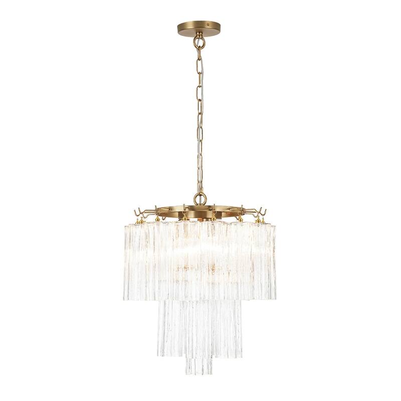 3-Light Modern Clear Textured Tronchi Glass Chandelier