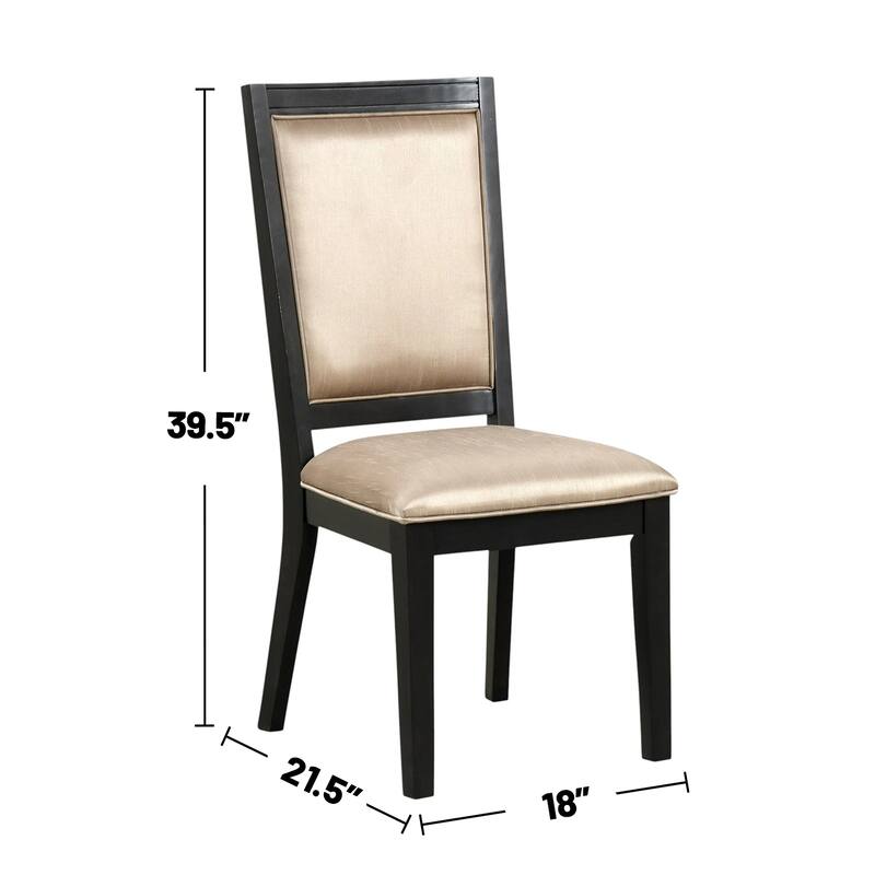 Set of 2 Upholstered Dining Chairs with Pad Seat in Espresso