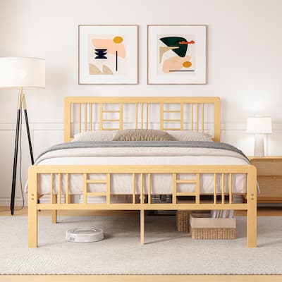 35 Inch Solid Bamboo Bed Frame with Headboard, Durable & Aesthetic Bedroom Upgrade