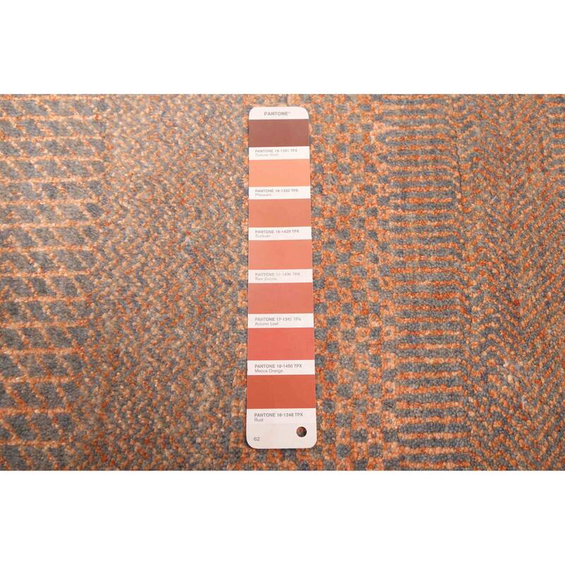 ECARPETGALLERY Hand-knotted Finest Silk Shadow Copper Silk, Wool Rug - 2'7 x 12'2