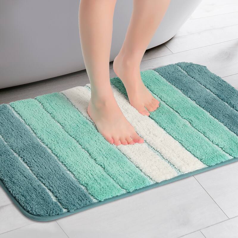 Non Slip Bathroom Rug for Bathroom, Water Absorbent Soft Shaggy Bathroom Mat Rubber Back Bath Rug - Green - 16" x 24"