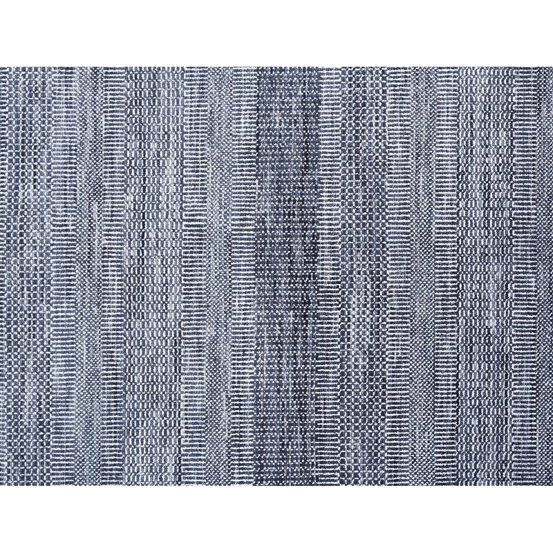 HomeRoots 9' X 12' Blue And Gray Wool Striped Hand Knotted Area Rug - 9' x 12'