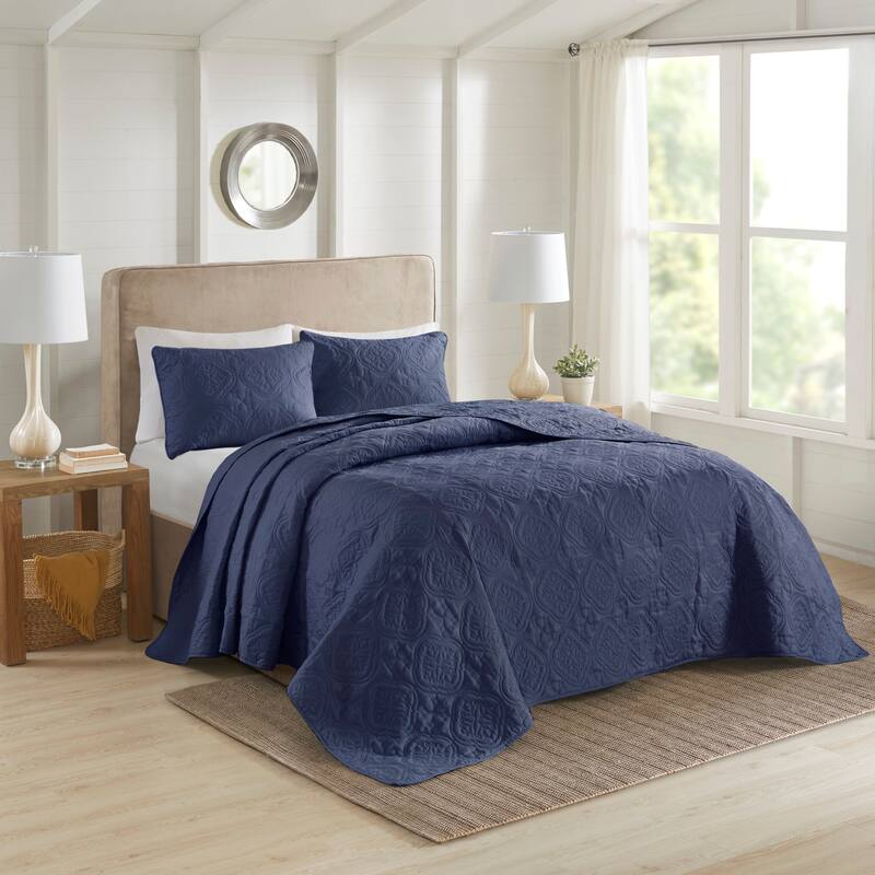 510 Design Hayley Oversized Solid Texture 3 Piece Reversible Bedspread Set