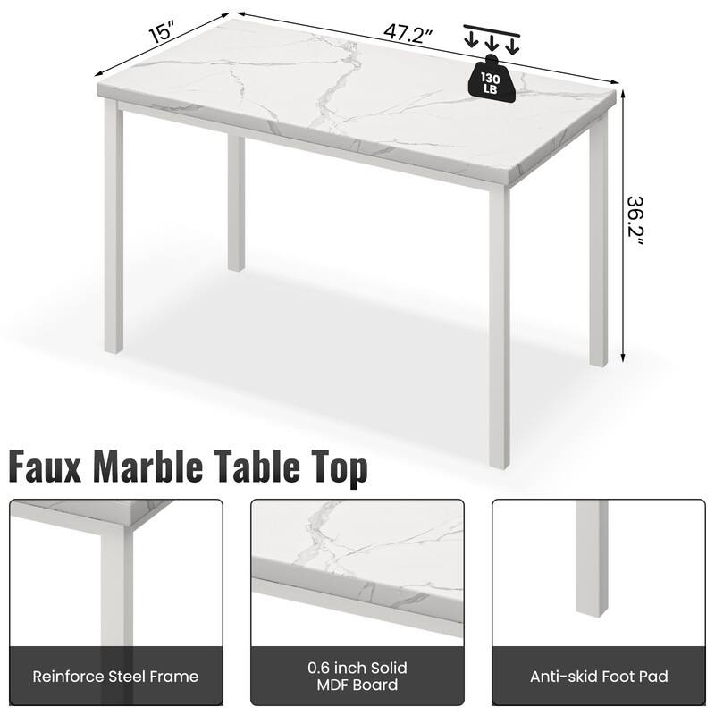 Grondin Modern Contemporary 5 Pieces Dining Table Set with Faux Marble Top and 4 PU Leather Upholstered Chairs