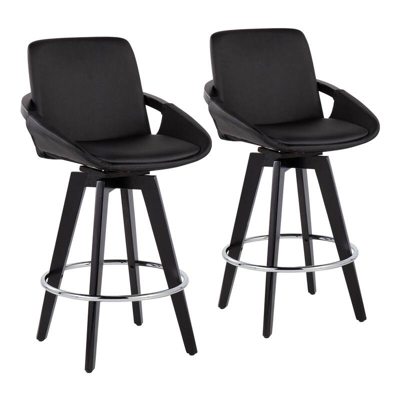 Carson Carrington Pugo Fixed-Height Counter Stool with Black Wood Base (Set of 2)