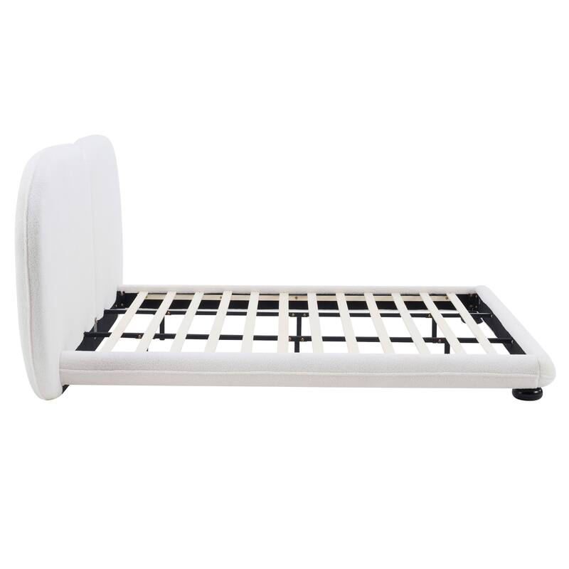 Christopher Knight Home - Lunara Modern Teddy Fleece Upholstered Platform Bed Frame with Split Headboard, Heavy-Duty Support