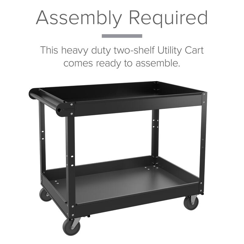 Hirsh 2-Tier Metal Utility Cart Storage Service Tool Trolley, Holds up to 400 lb, 36 x 24, Black - 6.100 X 26.380 X 38.980