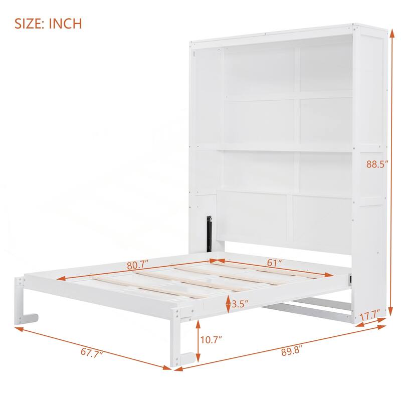 Versatile Queen Size Murphy Bed with Shelves for Space Optimization