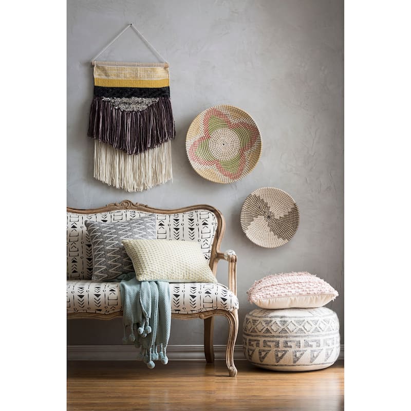 Round Wool Blend Kilim Pouf