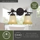 preview thumbnail 5 of 7, Sierra 2-Light 15 in. W Black Walnut Rustic Bathroom Vanity Lighting Fixture, Creme Glass Shade, Dimmable, Pine Cone, Wall Mount