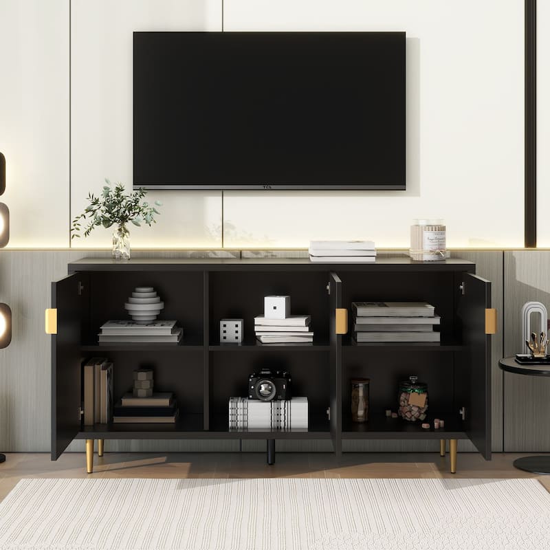 65" Modern TV Stand with Doors & Adjustable Shelves for TVs Up to 70"