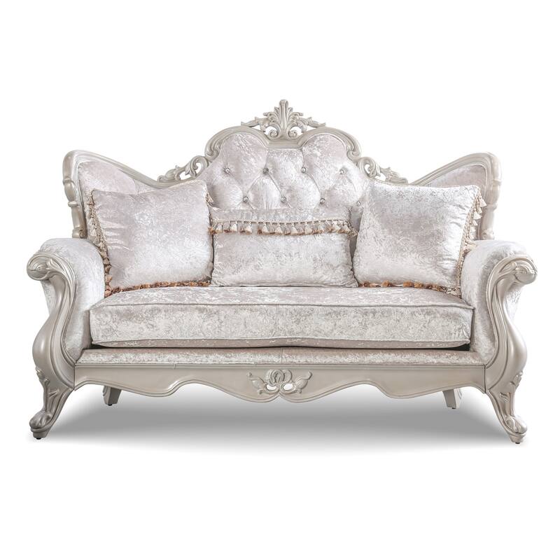 Furniture of America Clarissa Traditional Sofa Set with Button Tufted Back and Accent Pillow
