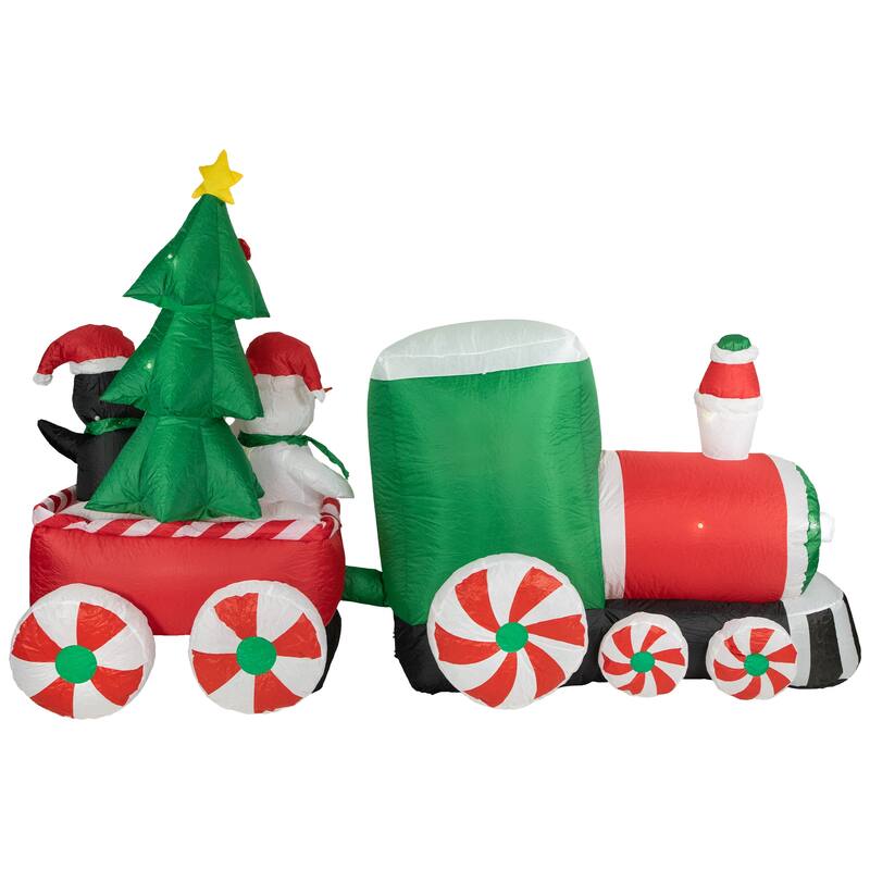 8' Inflatable Train With Santa and Friends Outdoor Christmas Decoration