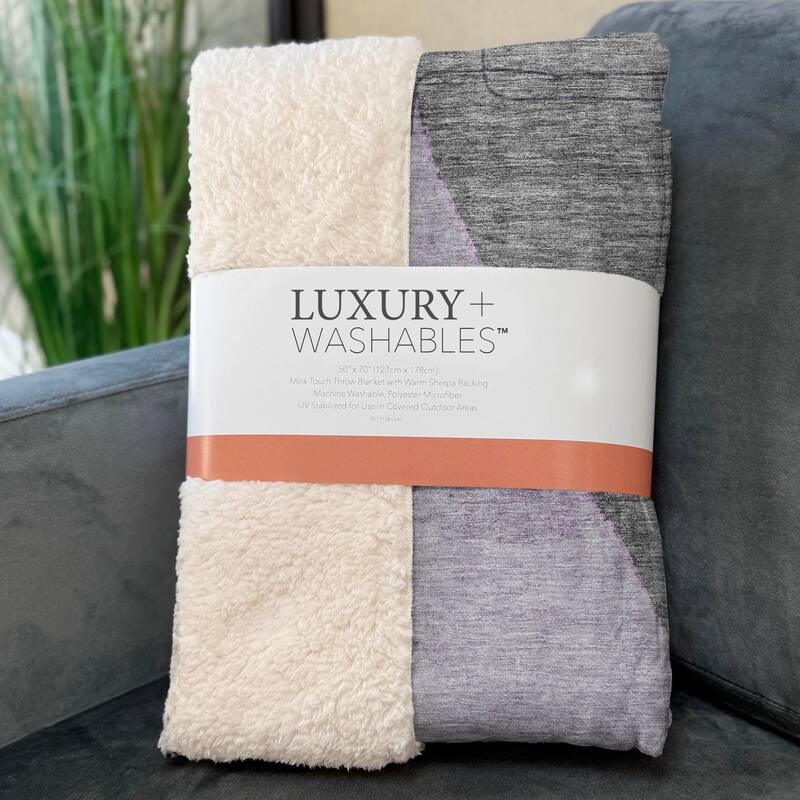 Premium Machine Washable Contemporary Abstract Sherpa Throw Blanket