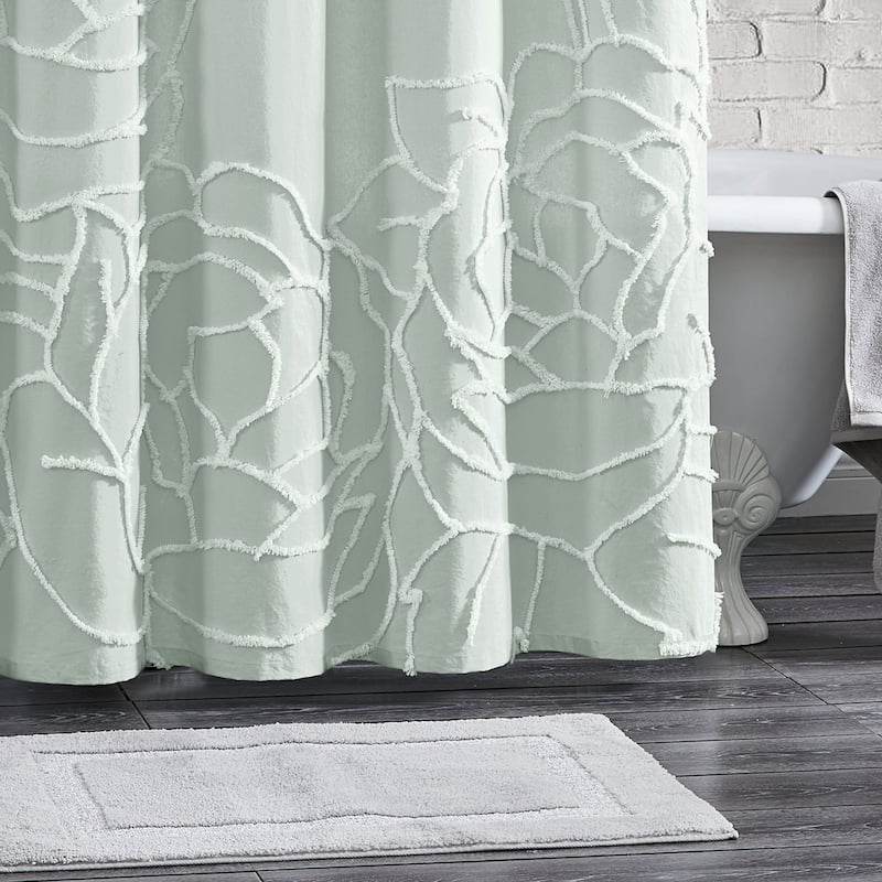 Adalee Rose Chenille Tufted Floral Shower Curtain