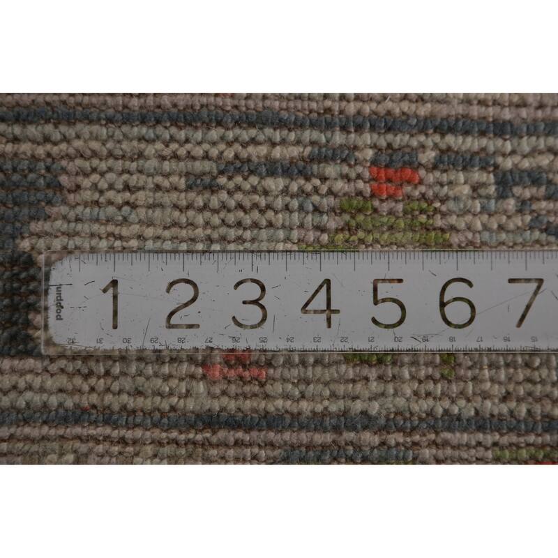Hand Knotted Oriental 100% Wool Carpet Transitional Floral Navy Blue & Blues Oushak Runner Rug - 8' 10'' X 3' 0''