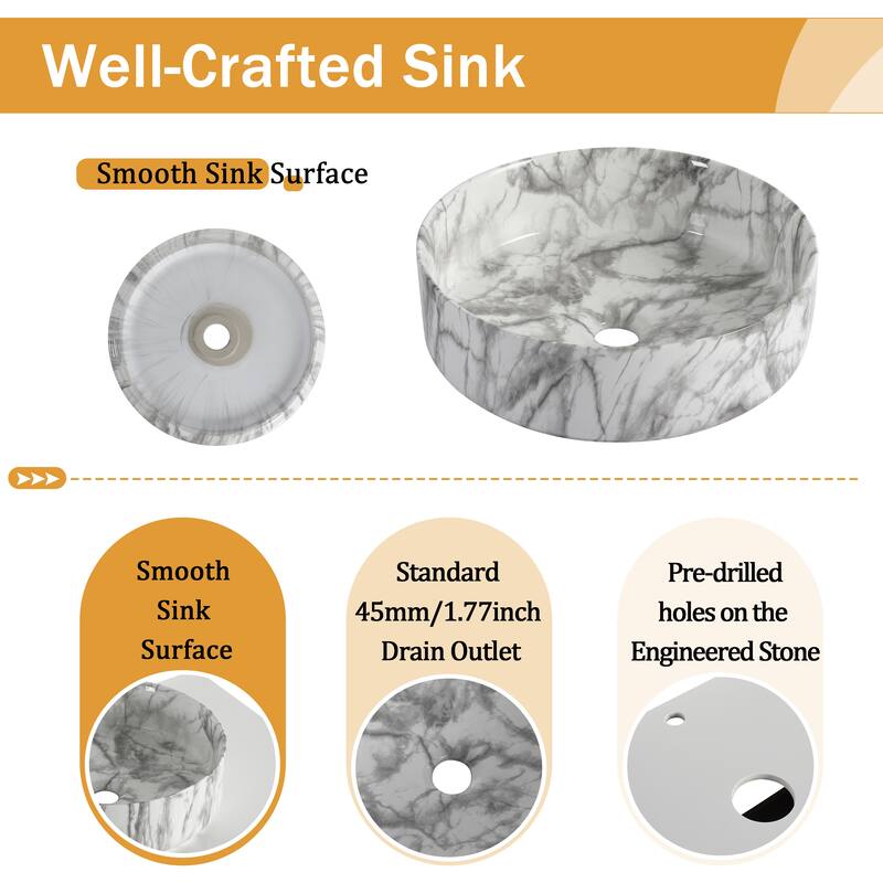 Malwee 30"/36" Floating Bathroom Vanity, Wall Mounted Bathroom Vanity with Ceramic Sink and Soft Close Door