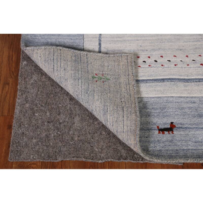 Gabbeh Indian Area Rug Hand-Knotted Tribal Beige Wool Carpet - 5'5" x 7'7"