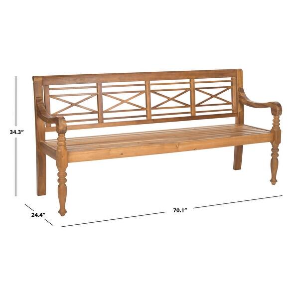 Shop Safavieh Outdoor Living Karoo Natural Acacia Wood Bench 70 1 X 24 4 X 34 3 Overstock 8083913