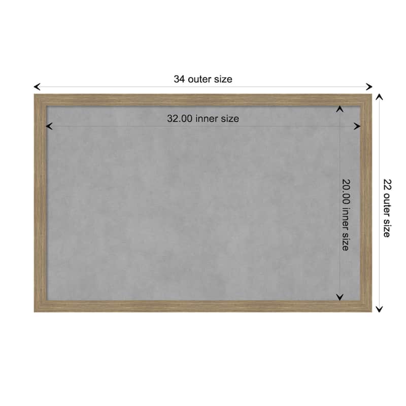 Amanti Art Woodgrain Stripe Mocha Framed Magnetic Board - Board Size 32x20