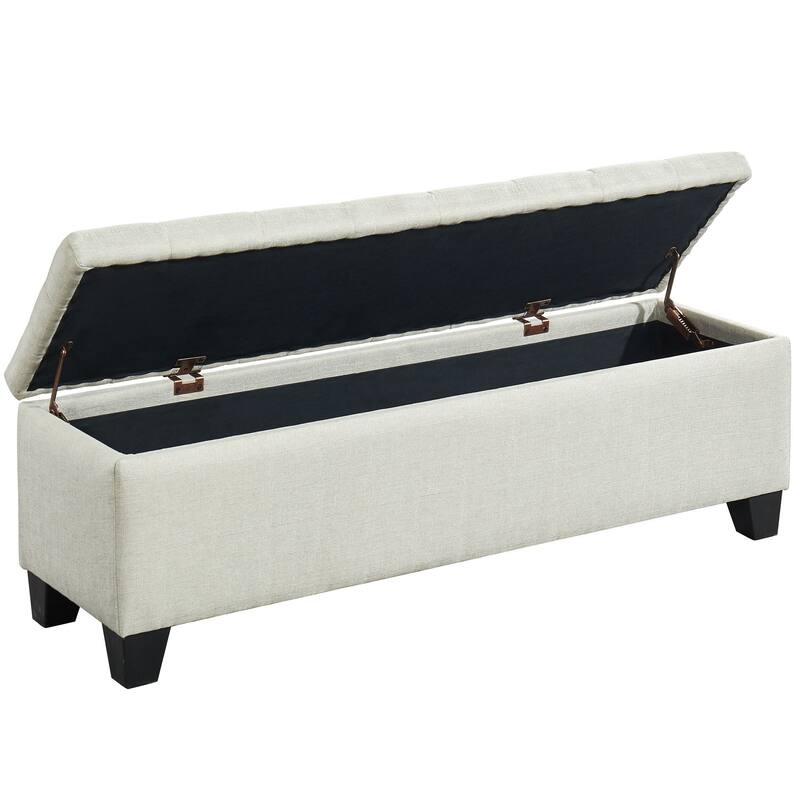 48" Beige Solid Rectangular Storage Ottoman
