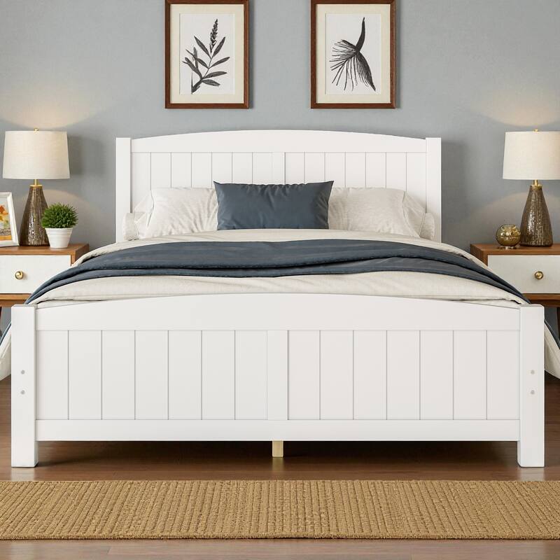 Solid Wood Platform Bed Frame with Support Slats, Strong Structure, No Box Spring Needed Modern Bedroom Furniture