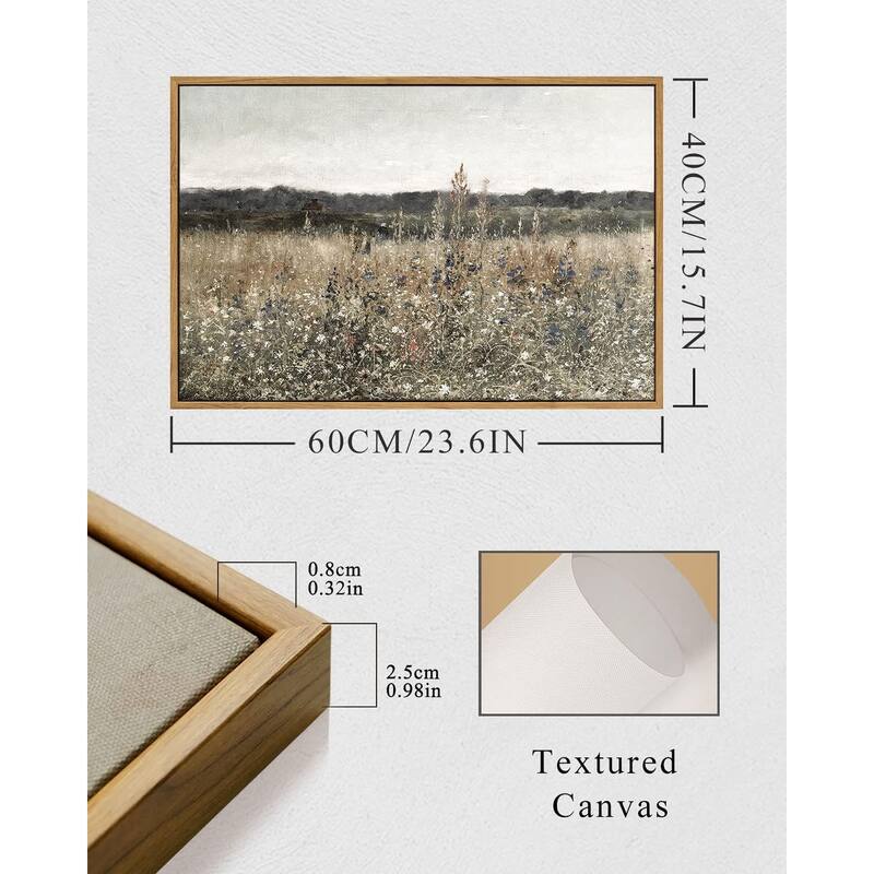 Wildflower Field Vintage Wall Art Canvas Prints
