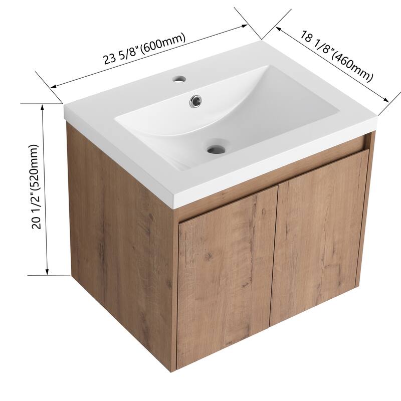 BNK 24''/36''/72'' Bathroom Vanity With Sink, Floating Bathroom Vanity with Soft Close Doors and Shelf