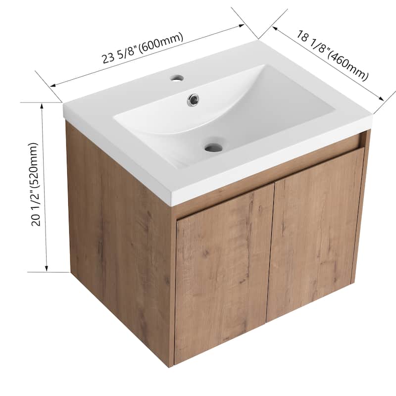Bathroom Vanity With Sink In 24/36/48 Inch, Floating Bathroom Vanity With Soft Close Door