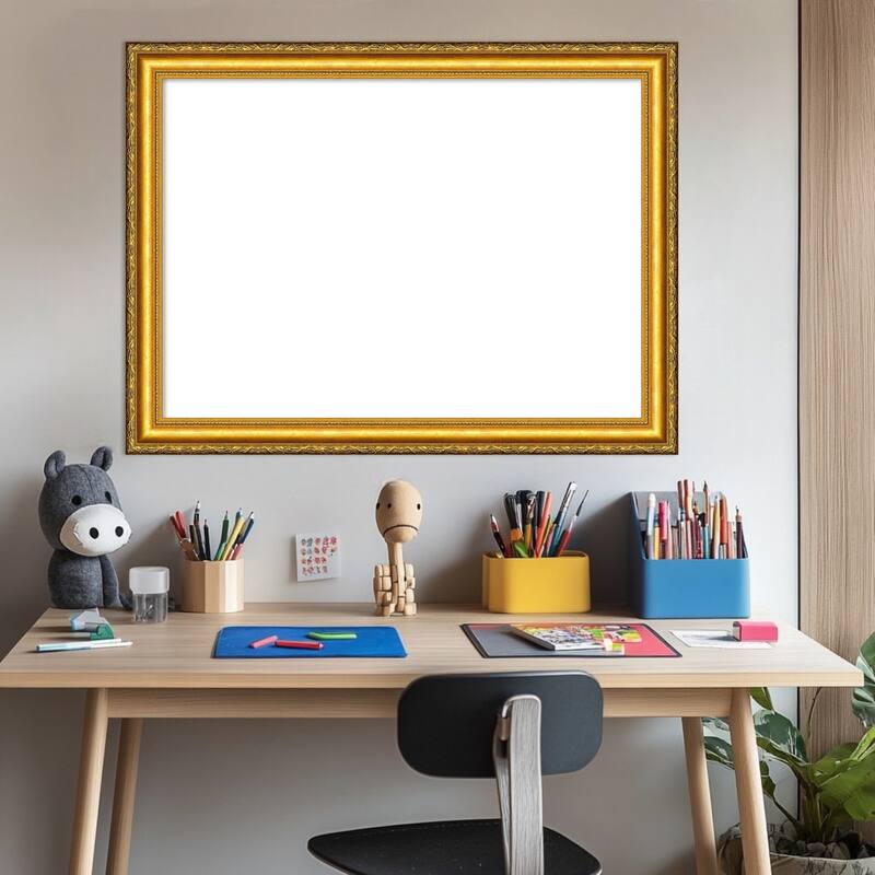 Amanti Art Colonial Embossed Gold Framed Dry Erase Magnetic Board