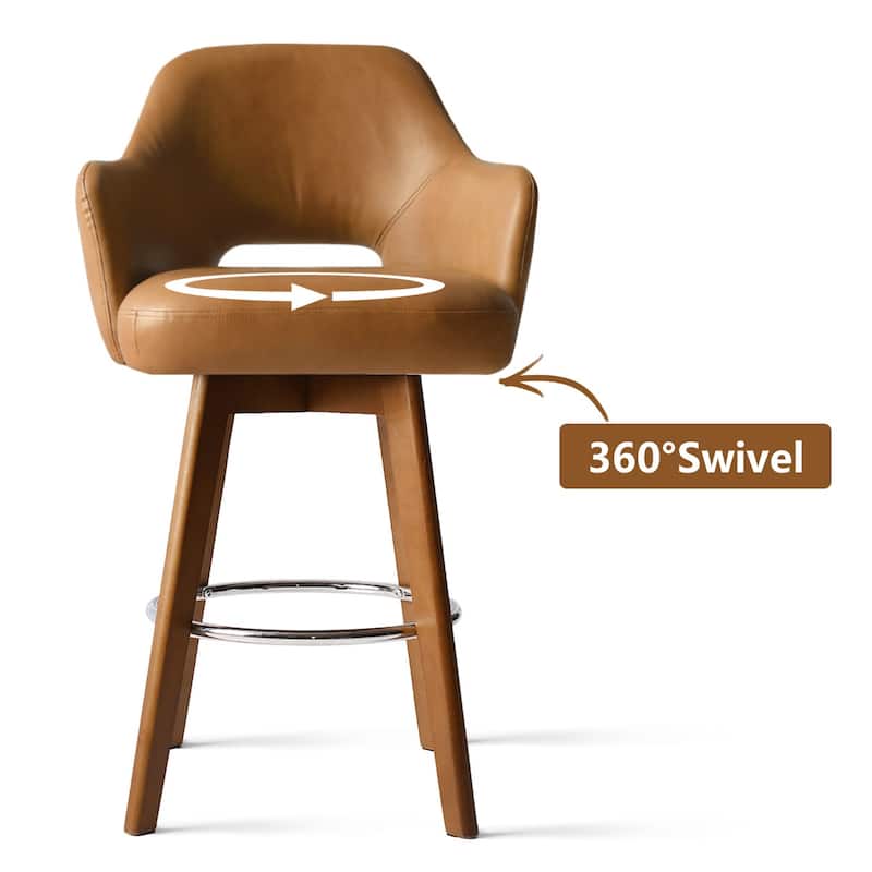 Faux Leather Swivel Contemporary Upholstered Counter Height Stools 1PK