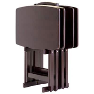 Set of 5 Dark Brown Folding Snack Table 25.50"