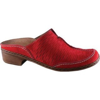 womens red leather mules