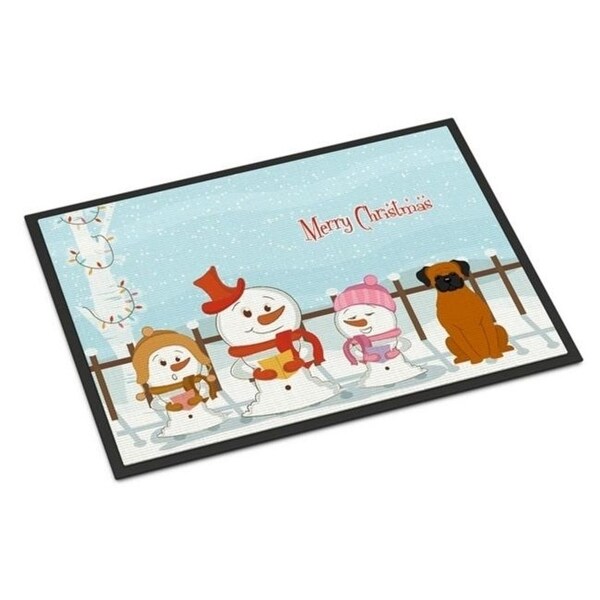 Carolines Treasures BB2446MAT Merry Christmas Carolers Fawn Boxer Indoor or Outdoor Mat 18 x 0.25 x 27 in.