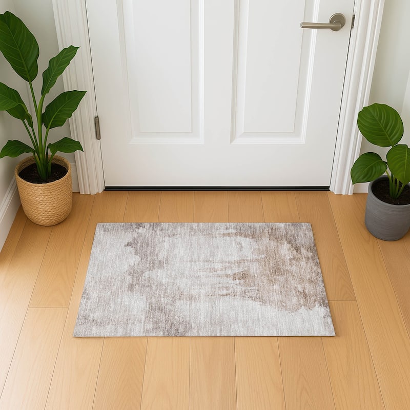 Premium Washable Super Soft Abstract Mayfield Rug - Taupe - 1'8" x 2'6"